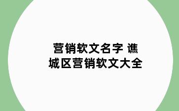 营销软文名字 谯城区营销软文大全